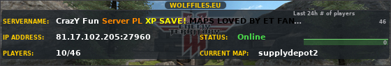 CrazY Fun Server PL XP SAVE! MAPS LOVED BY ET FANS!